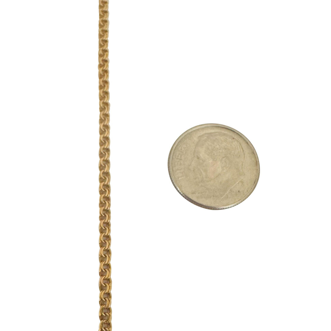 19k Portuguese Yellow Gold 7.3g Solid Thin 2mm Double Curb Link Necklace 24.5"