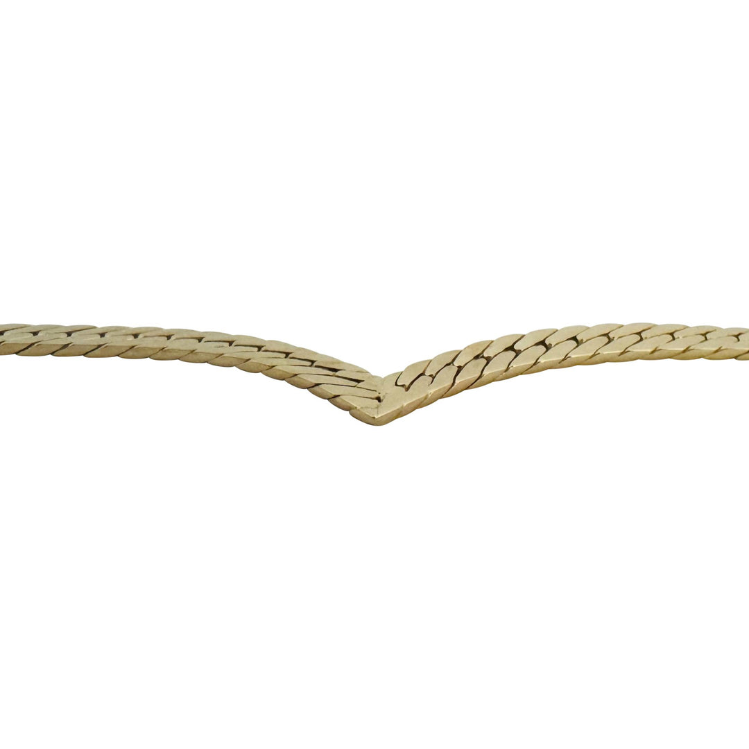 14k Yellow Gold 22.3g Solid Vintage 4.5mm Herringbone V Link Necklace Italy 16"