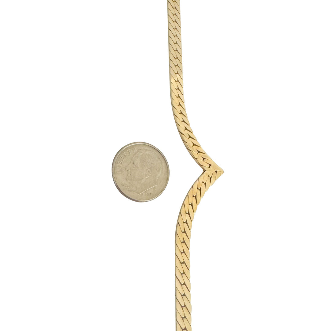 14k Yellow Gold 22.3g Solid Vintage 4.5mm Herringbone V Link Necklace Italy 16"