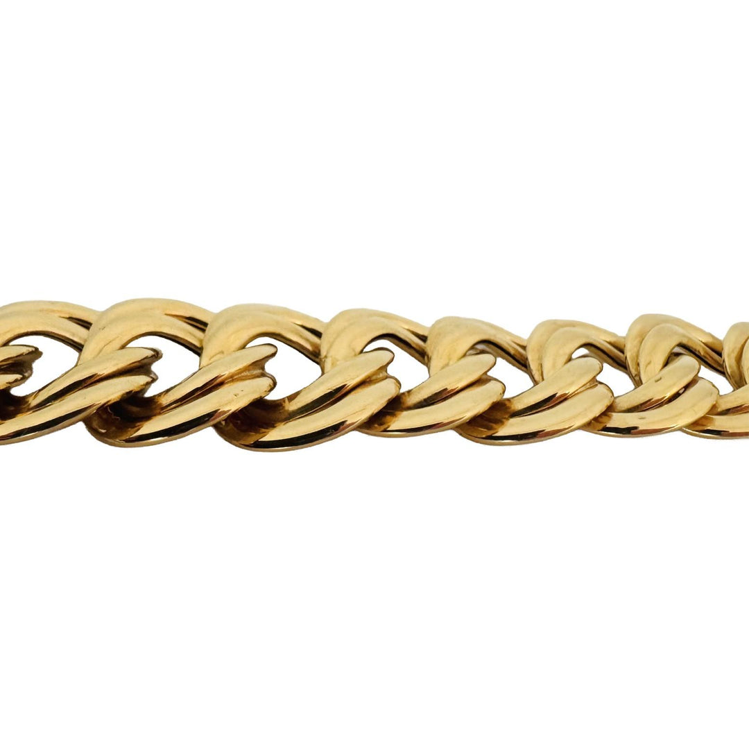 14K Yellow Gold 44.3g Vintage Graduated Double Curb Link Necklace Italy 16"