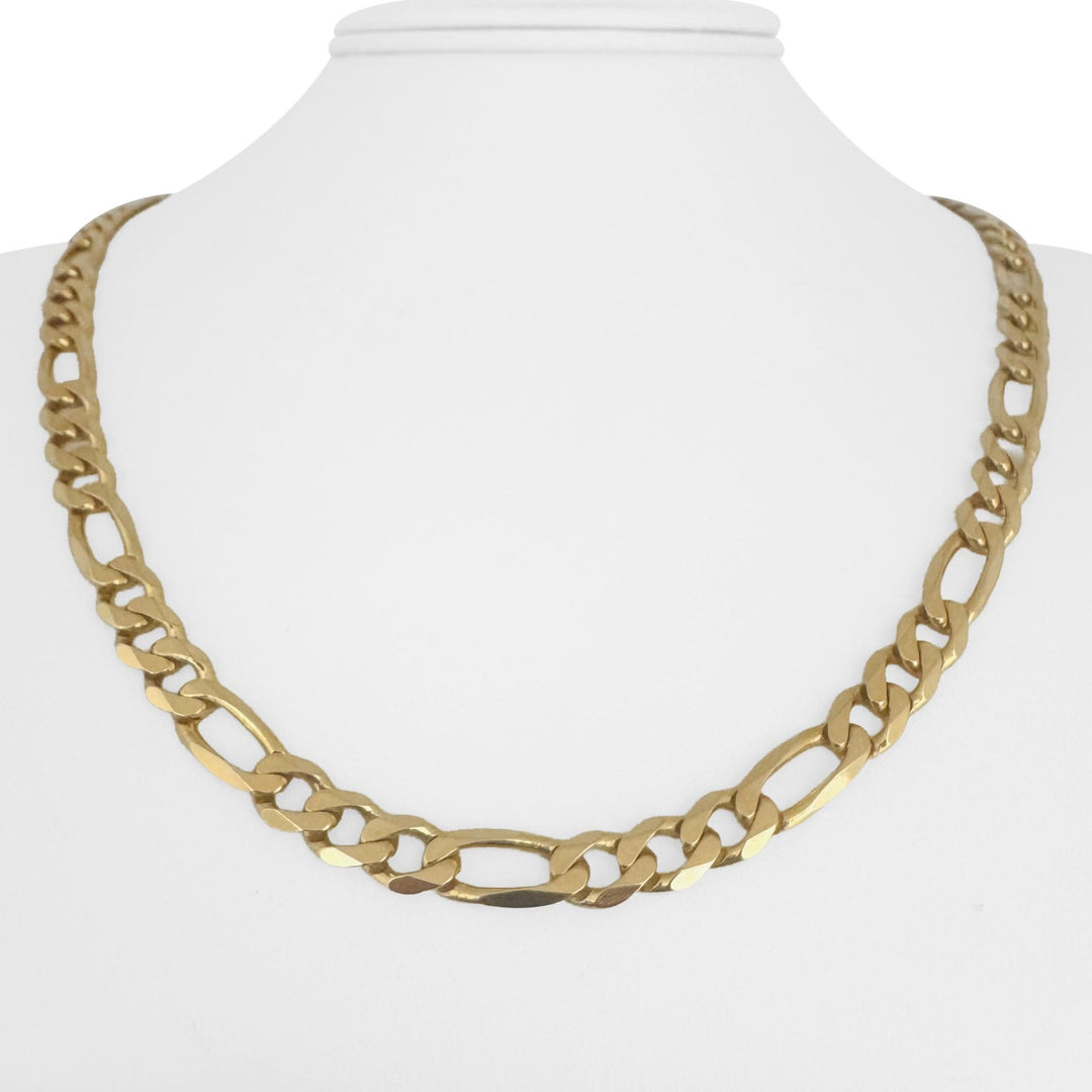 14k Yellow Gold 34.7g Solid Heavy 6.5mm Figaro Link Chain Necklace Italy 21"
