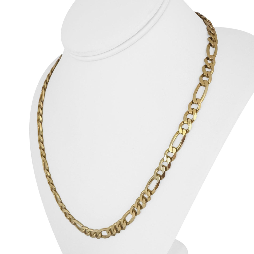 14k Yellow Gold 34.7g Solid Heavy 6.5mm Figaro Link Chain Necklace Italy 21"
