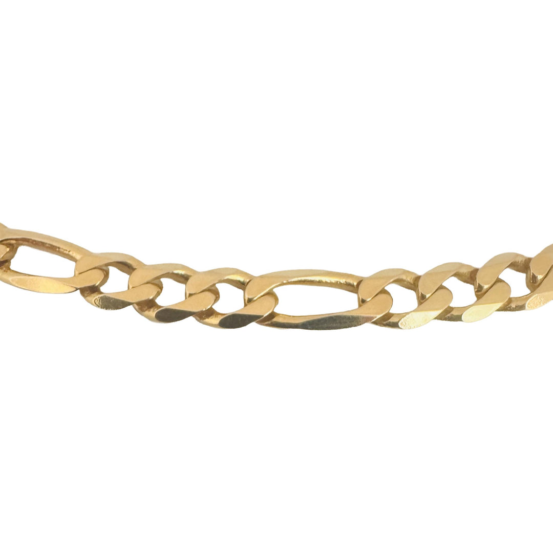 14k Yellow Gold 34.7g Solid Heavy 6.5mm Figaro Link Chain Necklace Italy 21"