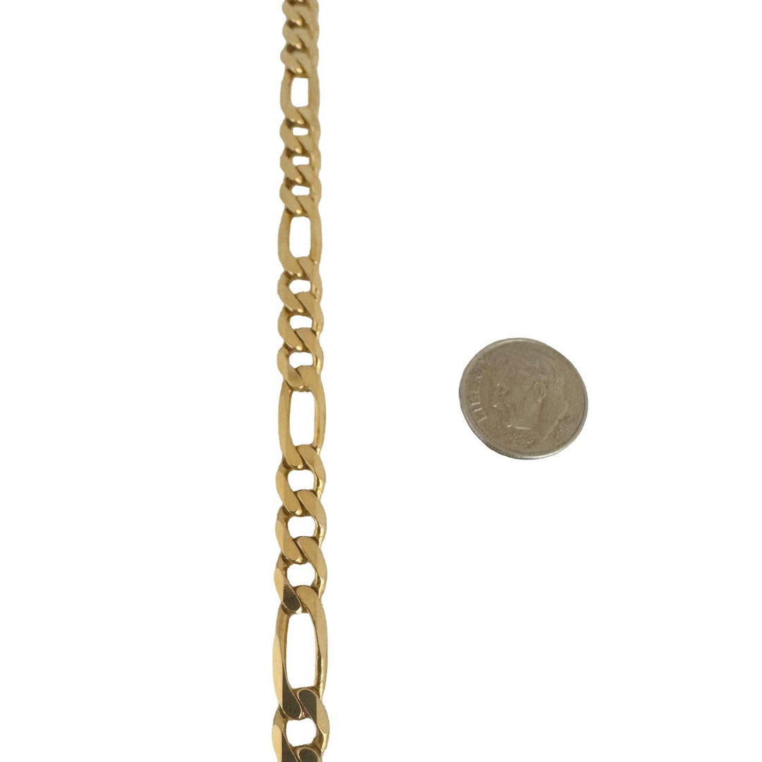14k Yellow Gold 34.7g Solid Heavy 6.5mm Figaro Link Chain Necklace Italy 21"