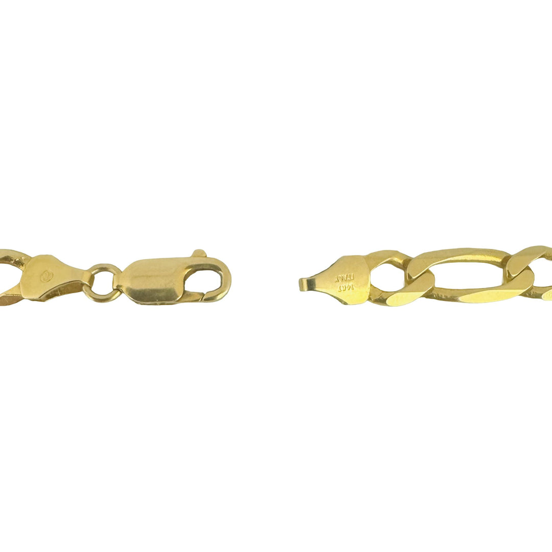 14k Yellow Gold 34.7g Solid Heavy 6.5mm Figaro Link Chain Necklace Italy 21"