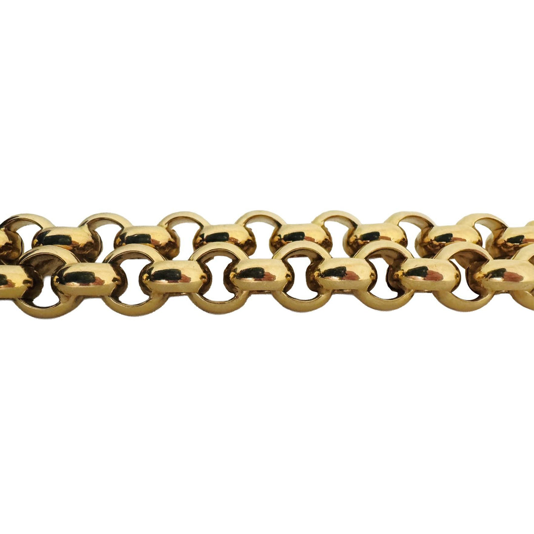 14k Yellow Gold 24.2g Ladies 14mm Two Strand Rolo Link Bracelet Italy 7.75"