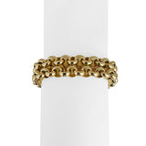 14k Yellow Gold 24.2g Ladies 14mm Two Strand Rolo Link Bracelet Italy 7.75"