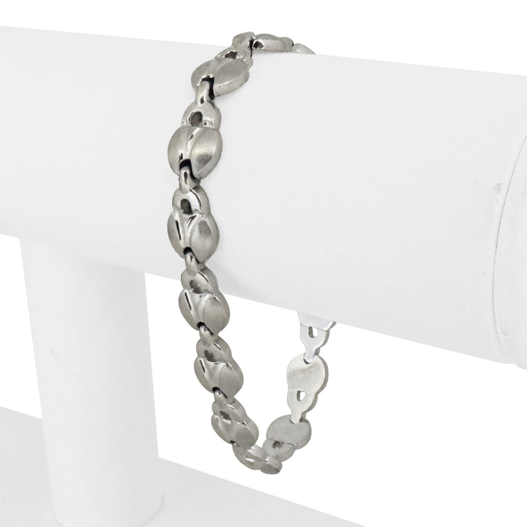 14k White Gold 13.3g Ladies 9mm Fancy Link Bracelet Italy 7.5"