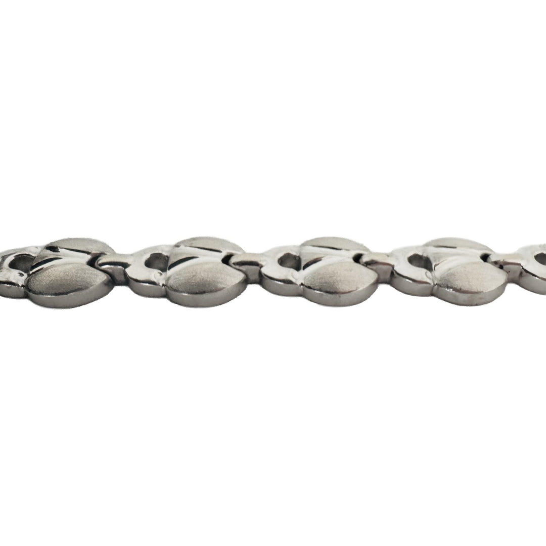 14k White Gold 13.3g Ladies 9mm Fancy Link Bracelet Italy 7.5"