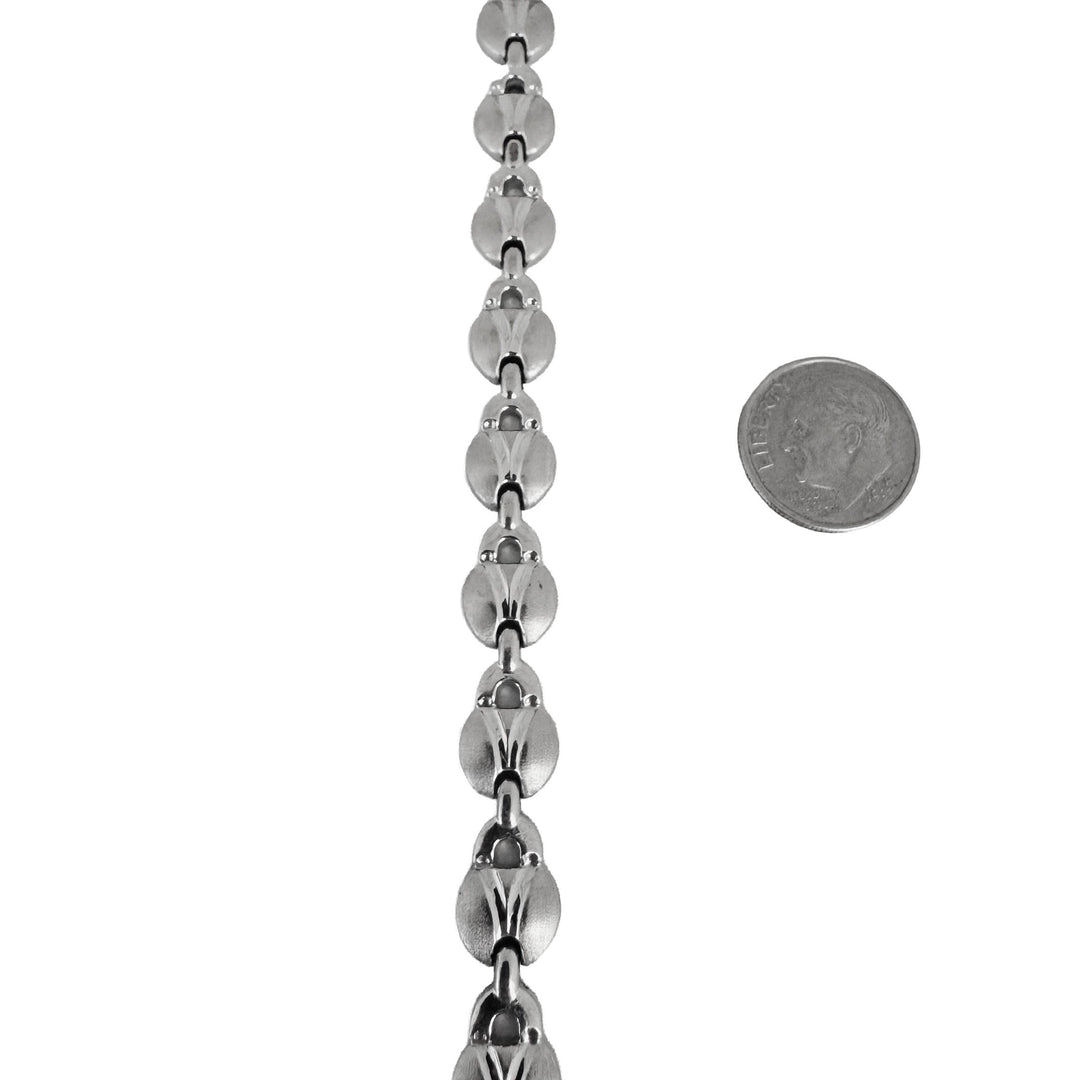 14k White Gold 13.3g Ladies 9mm Fancy Link Bracelet Italy 7.5"