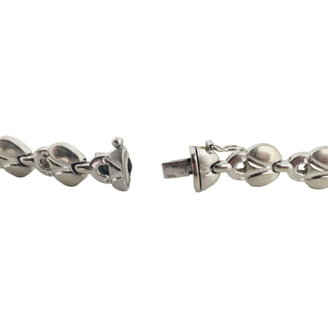 14k White Gold 13.3g Ladies 9mm Fancy Link Bracelet Italy 7.5"