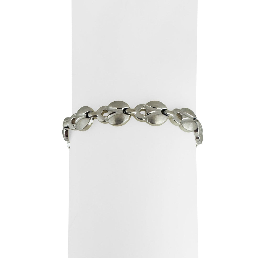 14k White Gold 13.3g Ladies 9mm Fancy Link Bracelet Italy 7.5"