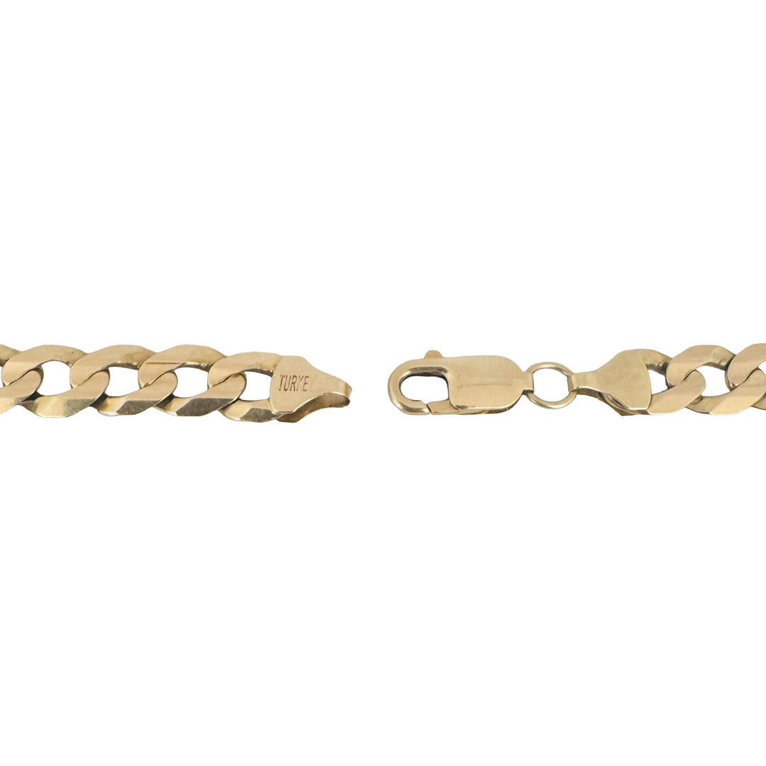 10k Yellow Gold 19.3g Solid Flat 8.5mm Men's Curb Link Bracelet 9.5"