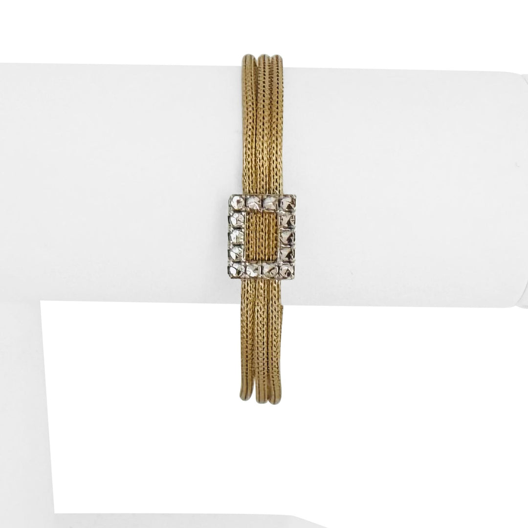 14k Yellow and White Gold 8g Ladies Three Strand Mesh Link Bracelet 7"