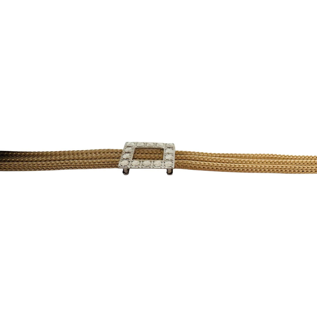 14k Yellow and White Gold 8g Ladies Three Strand Mesh Link Bracelet 7"