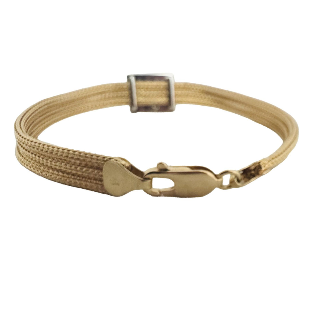 14k Yellow and White Gold 8g Ladies Three Strand Mesh Link Bracelet 7"