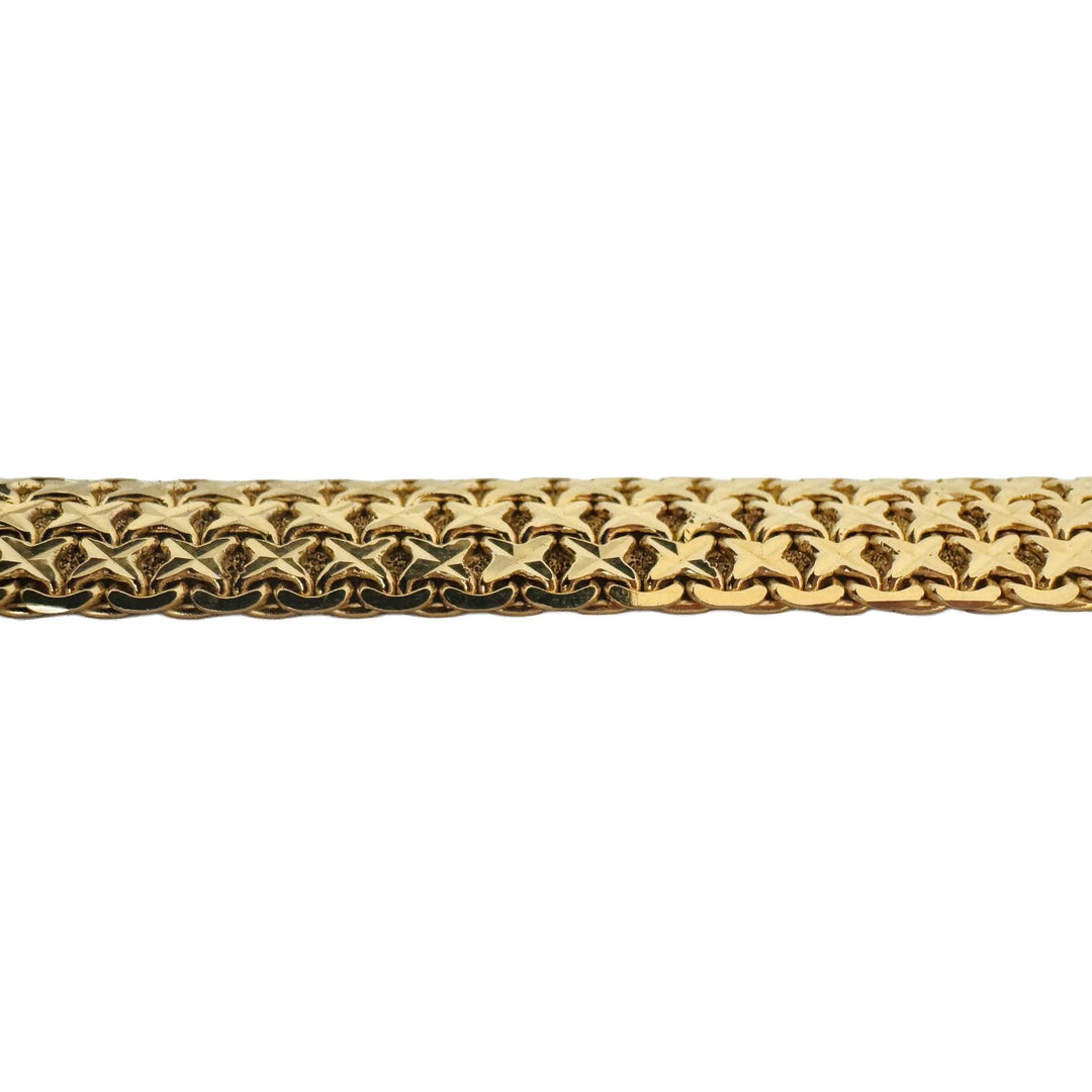 14k Yellow Gold 33.2g Solid Heavy 12mm Diamond Cut Fancy Link Bracelet Italy 7"