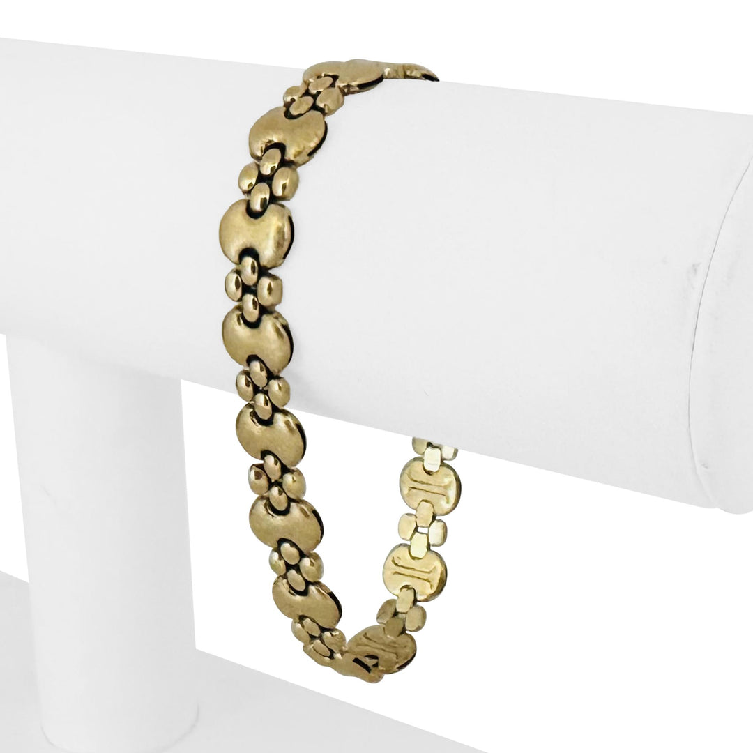 14k Yellow Gold 15.2g Vintage Ladies 10mm Fancy Link Bracelet Italy 7.5"