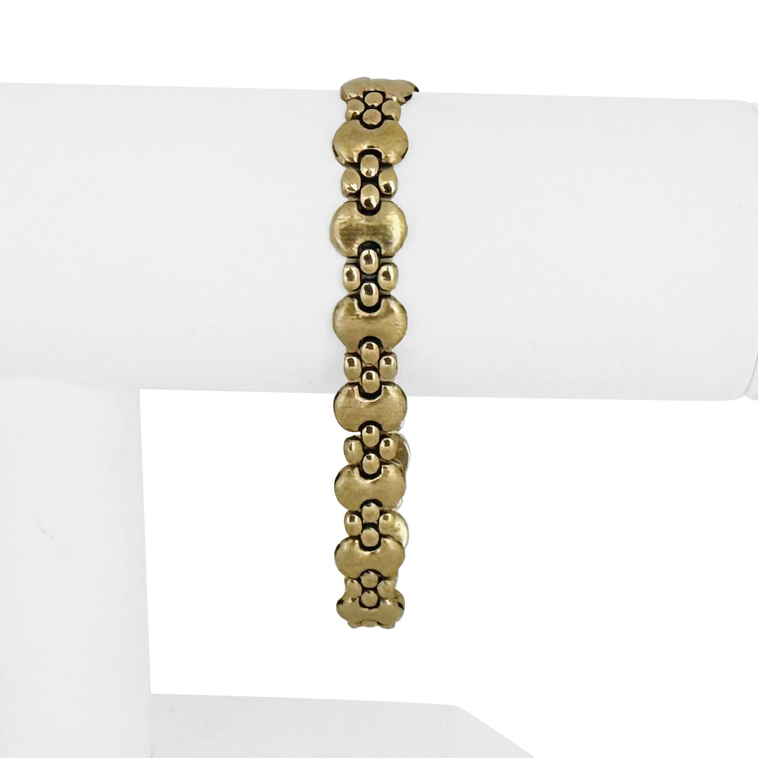 14k Yellow Gold 15.2g Vintage Ladies 10mm Fancy Link Bracelet Italy 7.5"