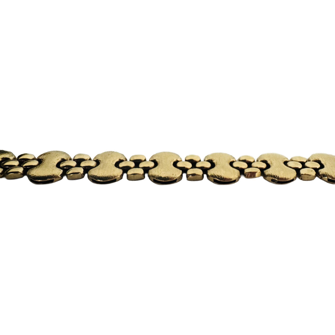 14k Yellow Gold 15.2g Vintage Ladies 10mm Fancy Link Bracelet Italy 7.5"