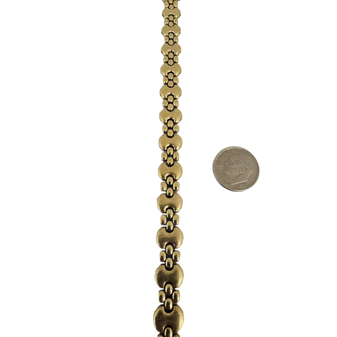 14k Yellow Gold 15.2g Vintage Ladies 10mm Fancy Link Bracelet Italy 7.5"