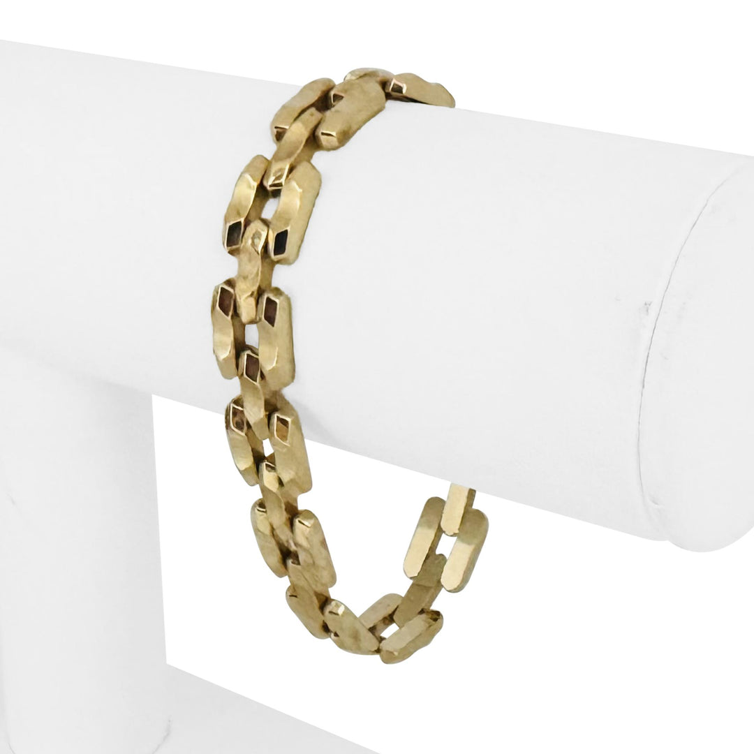 14k Yellow Gold 15.2g Vintage Milor 9mm Fancy Panther Link Bracelet Italy 7"