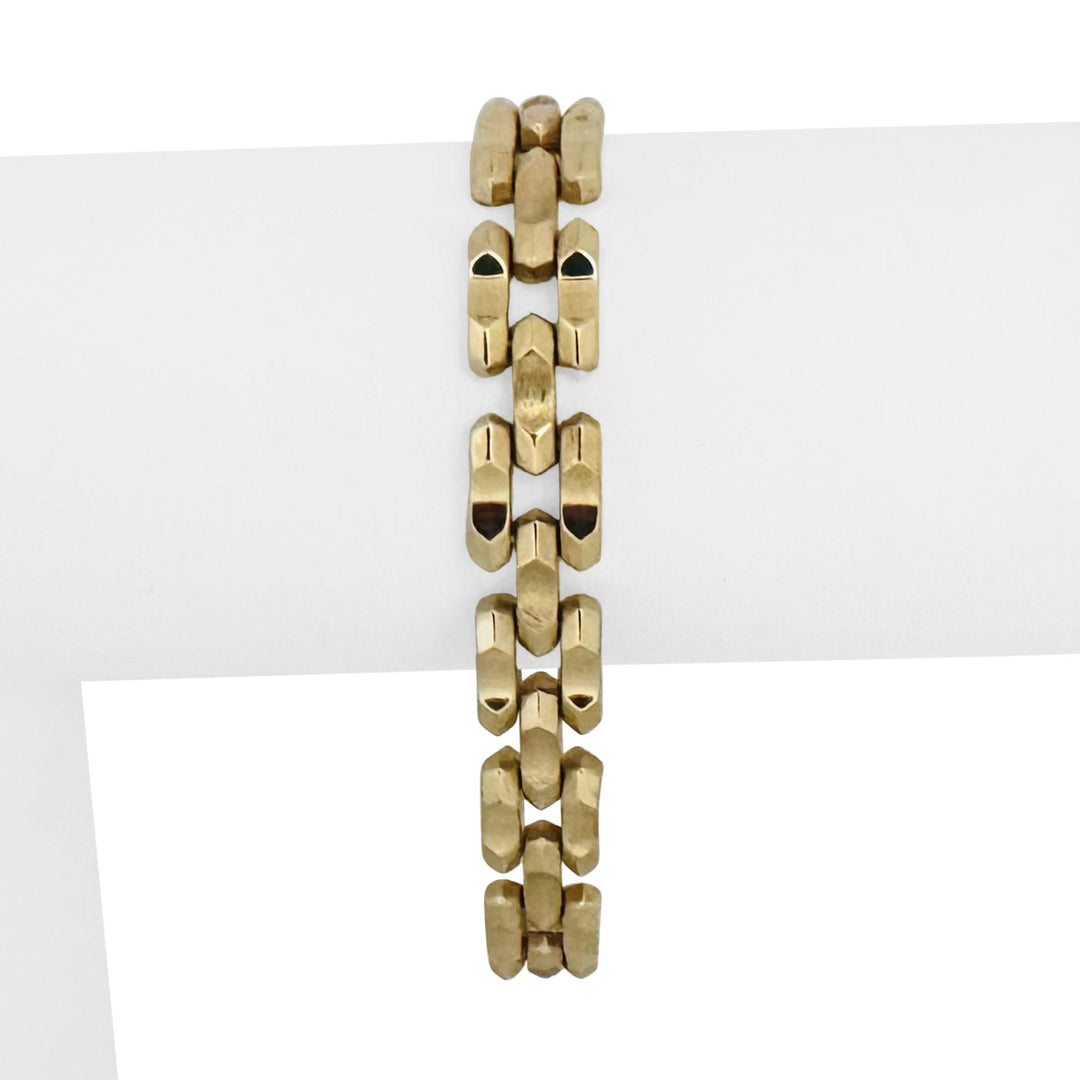 14k Yellow Gold 15.2g Vintage Milor 9mm Fancy Panther Link Bracelet Italy 7"