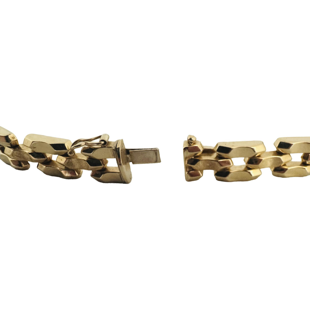 14k Yellow Gold 15.2g Vintage Milor 9mm Fancy Panther Link Bracelet Italy 7"