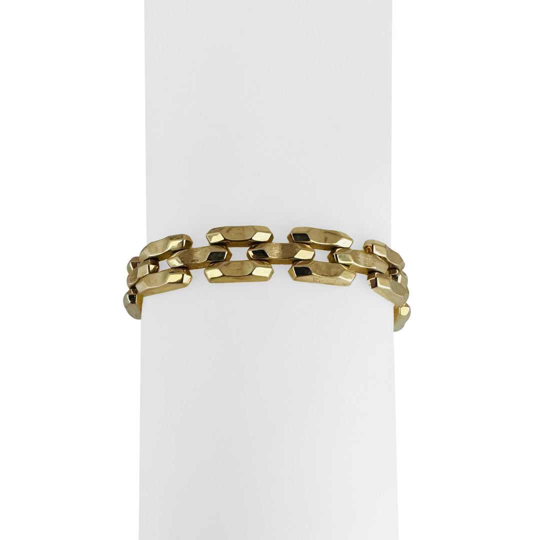 14k Yellow Gold 15.2g Vintage Milor 9mm Fancy Panther Link Bracelet Italy 7"