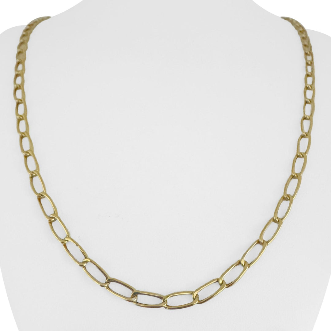 18k Yellow Gold 5.3g Hollow Light 4mm Elongated Curb Link Necklace 24"