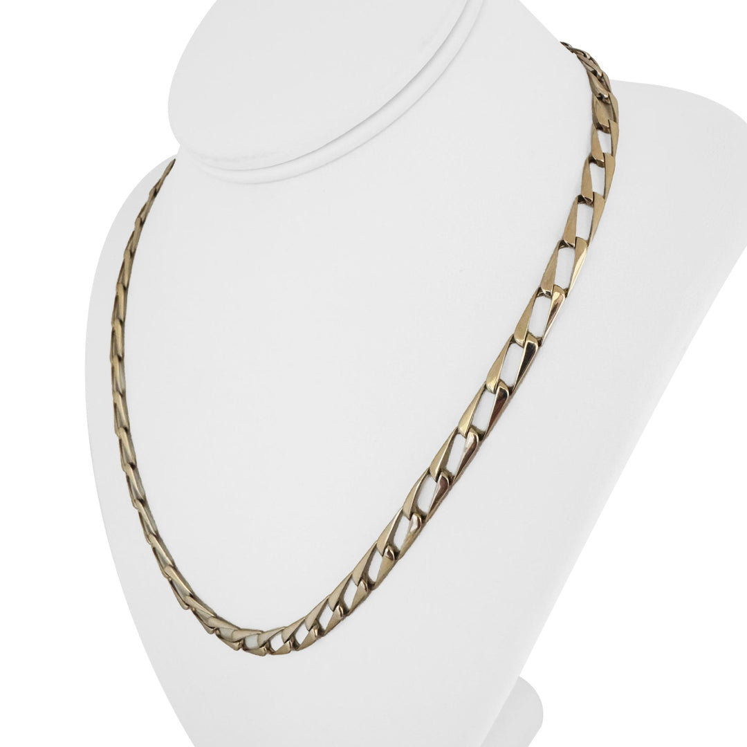 14k Yellow Gold 21.6g Vintage Squared 6mm Curb Link Chain Necklace Italy 20"