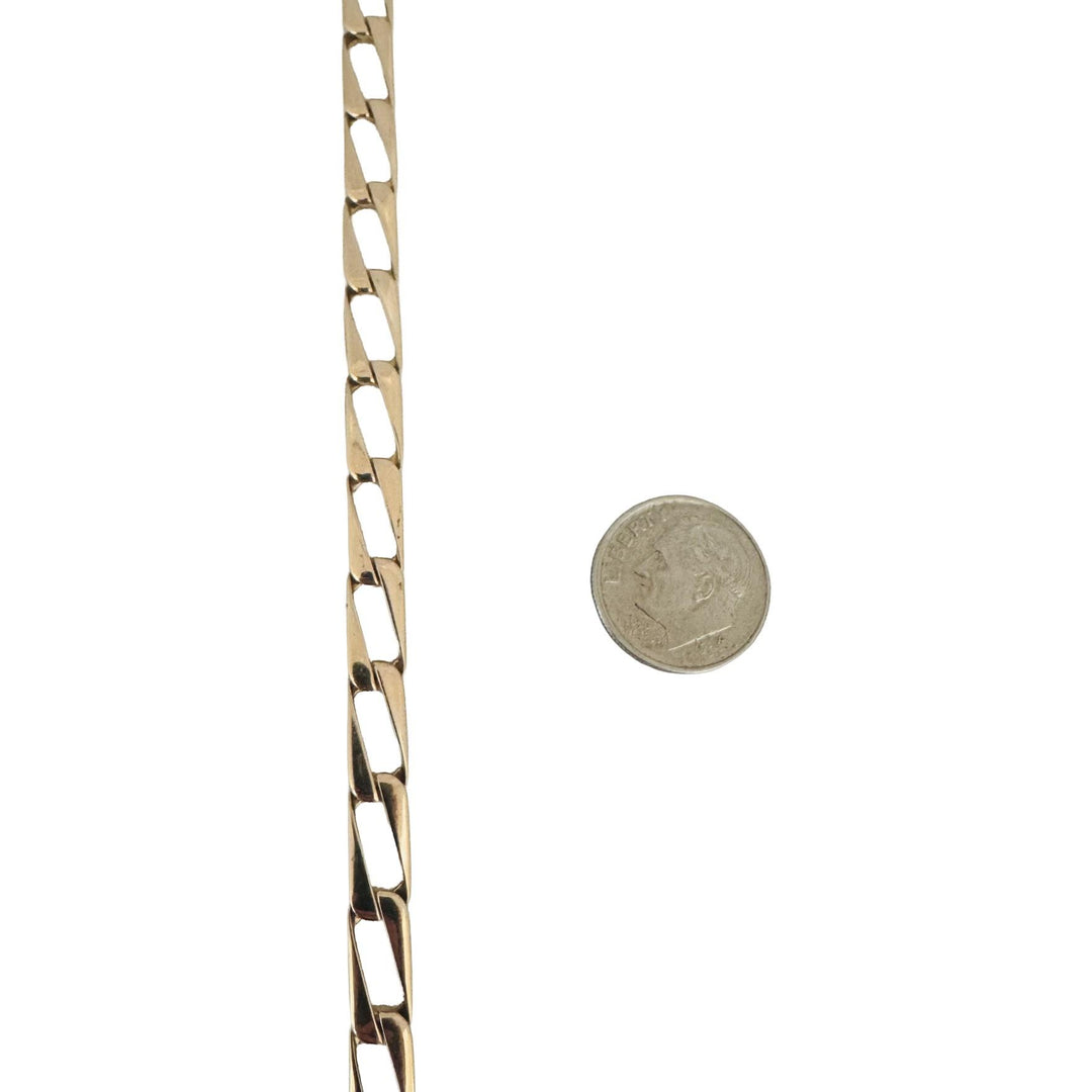 14k Yellow Gold 21.6g Vintage Squared 6mm Curb Link Chain Necklace Italy 20"