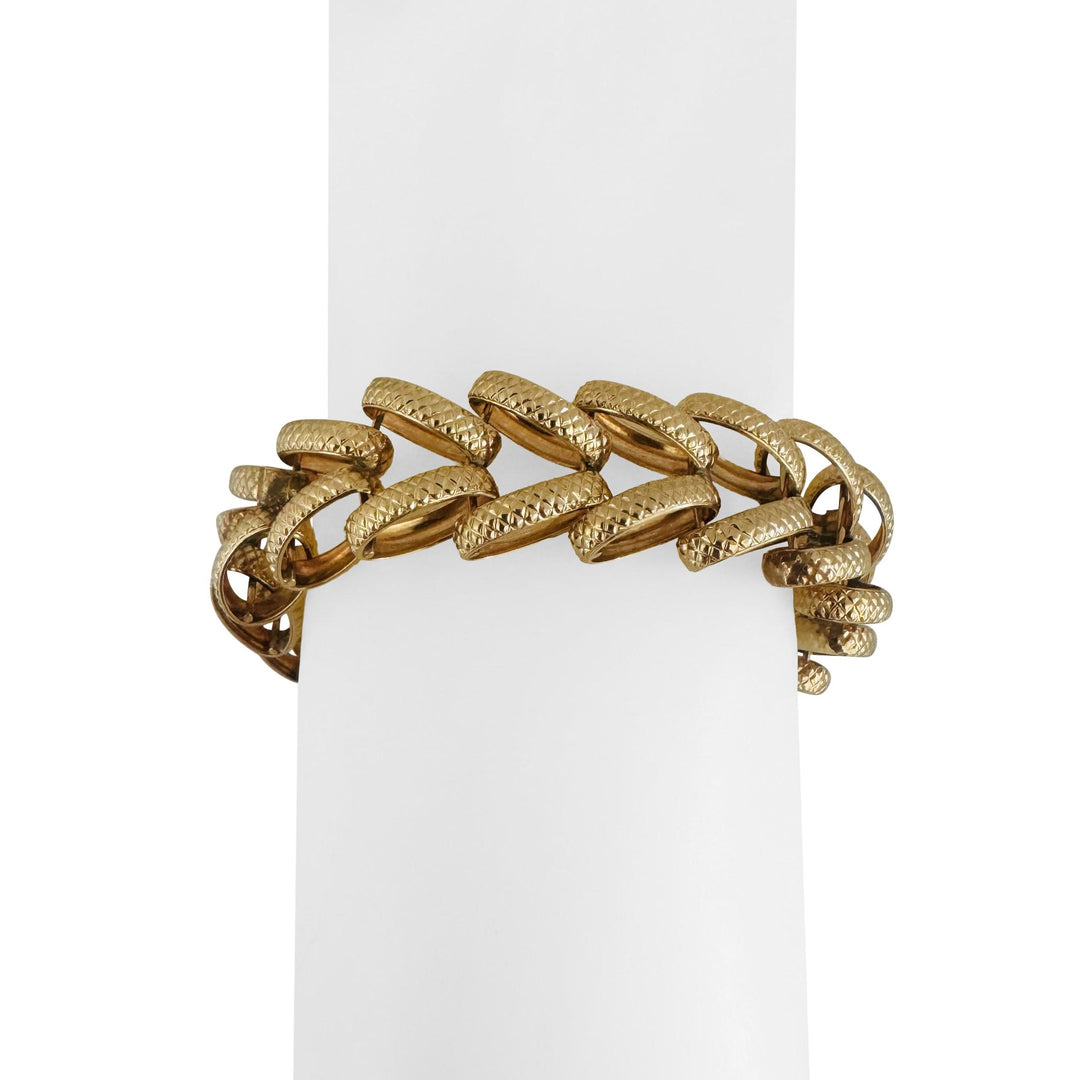 14k Yellow Gold 31g Solid Vintage Thick 15mm Fancy Link Bracelet 7.25"
