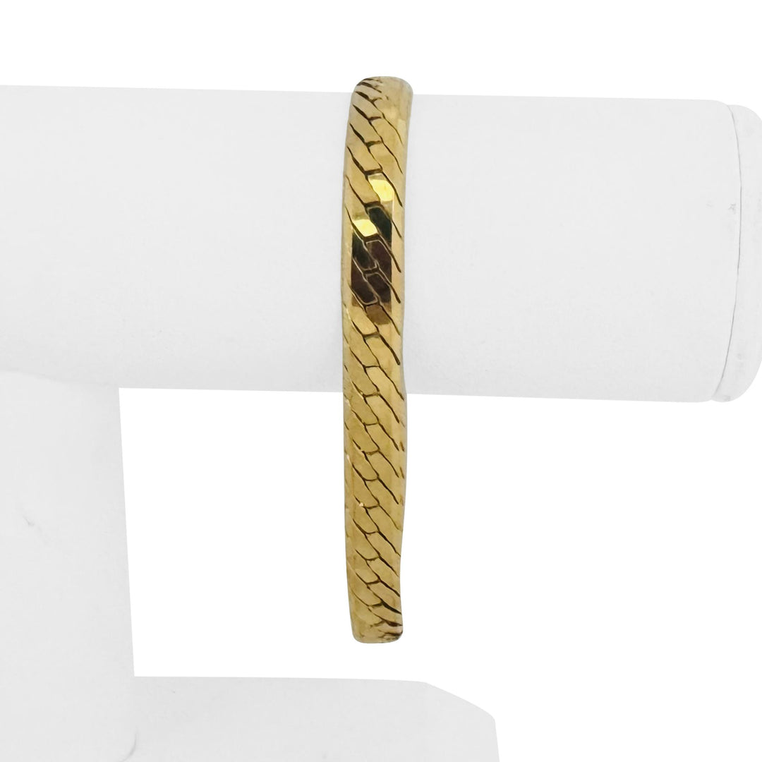 14k Yellow Gold 22g Heavy Thick 7mm Vintage Herringbone Link Bracelet Italy 8"
