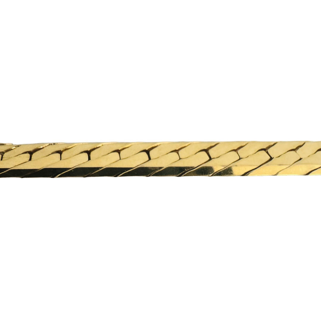 14k Yellow Gold 22g Heavy Thick 7mm Vintage Herringbone Link Bracelet Italy 8"