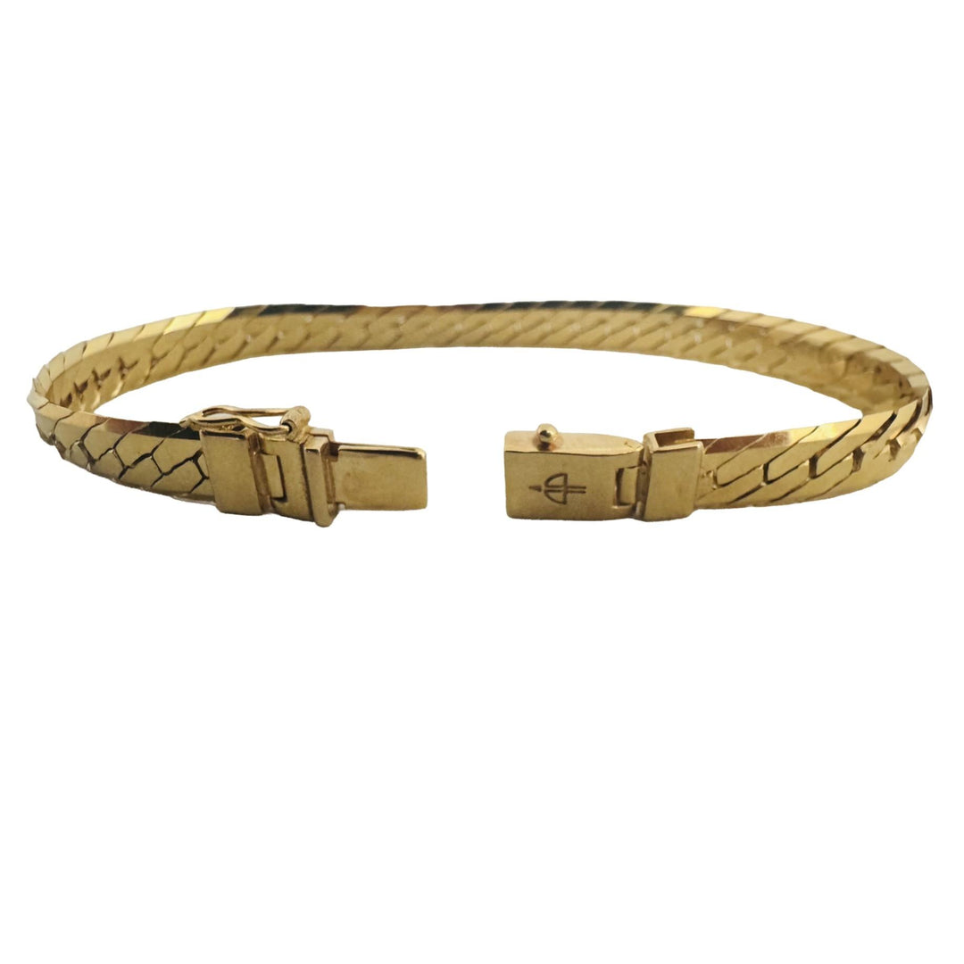 14k Yellow Gold 22g Heavy Thick 7mm Vintage Herringbone Link Bracelet Italy 8"