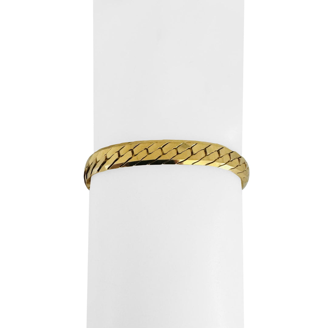 14k Yellow Gold 22g Heavy Thick 7mm Vintage Herringbone Link Bracelet Italy 8"