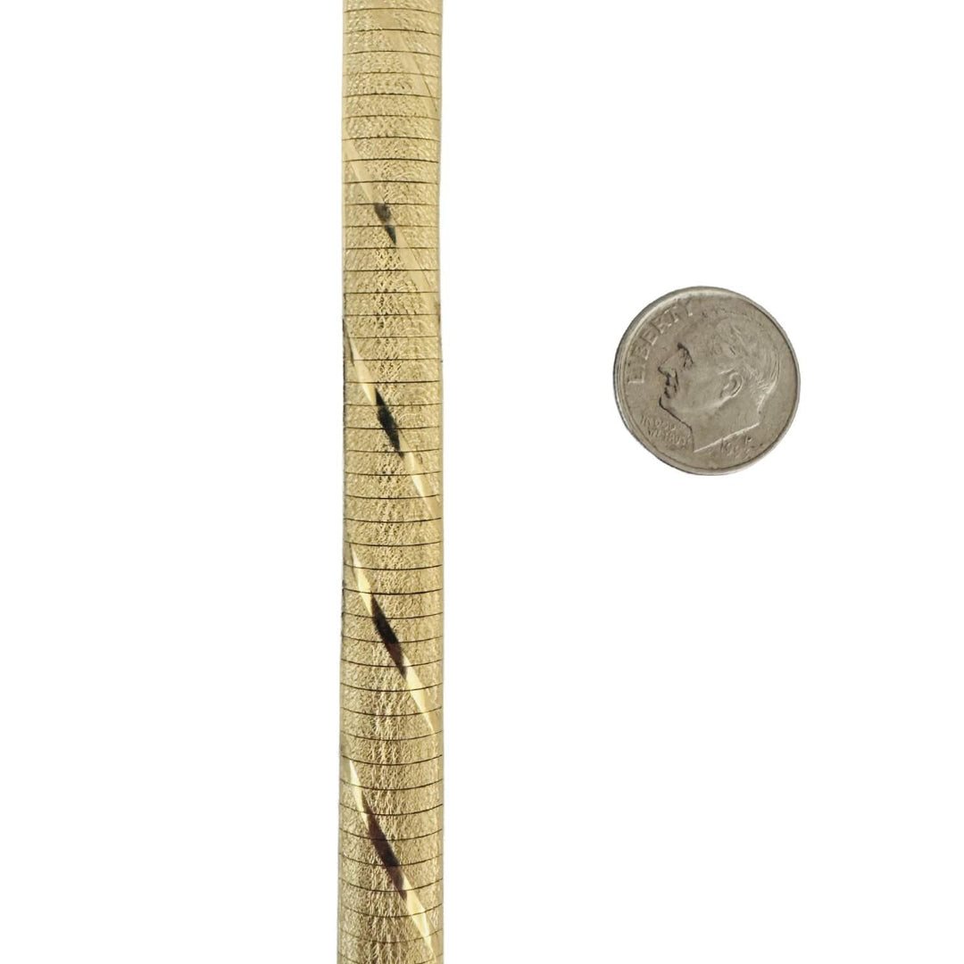 14k Yellow Gold 19.2g Solid Textured 9.5mm Vintage Omega Link Bracelet Italy 7"