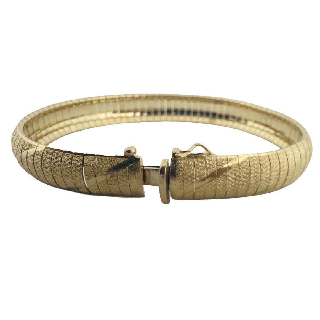 14k Yellow Gold 19.2g Solid Textured 9.5mm Vintage Omega Link Bracelet Italy 7"