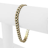 14k Yellow and White Gold 12.4g Ladies 6.5mm Fancy Link Bracelet Italy 7.25"