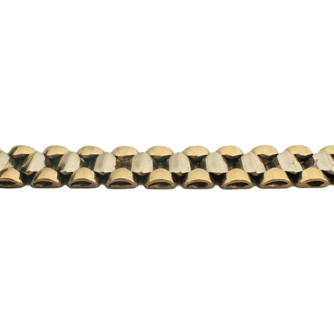 14k Yellow and White Gold 12.4g Ladies 6.5mm Fancy Link Bracelet Italy 7.25"