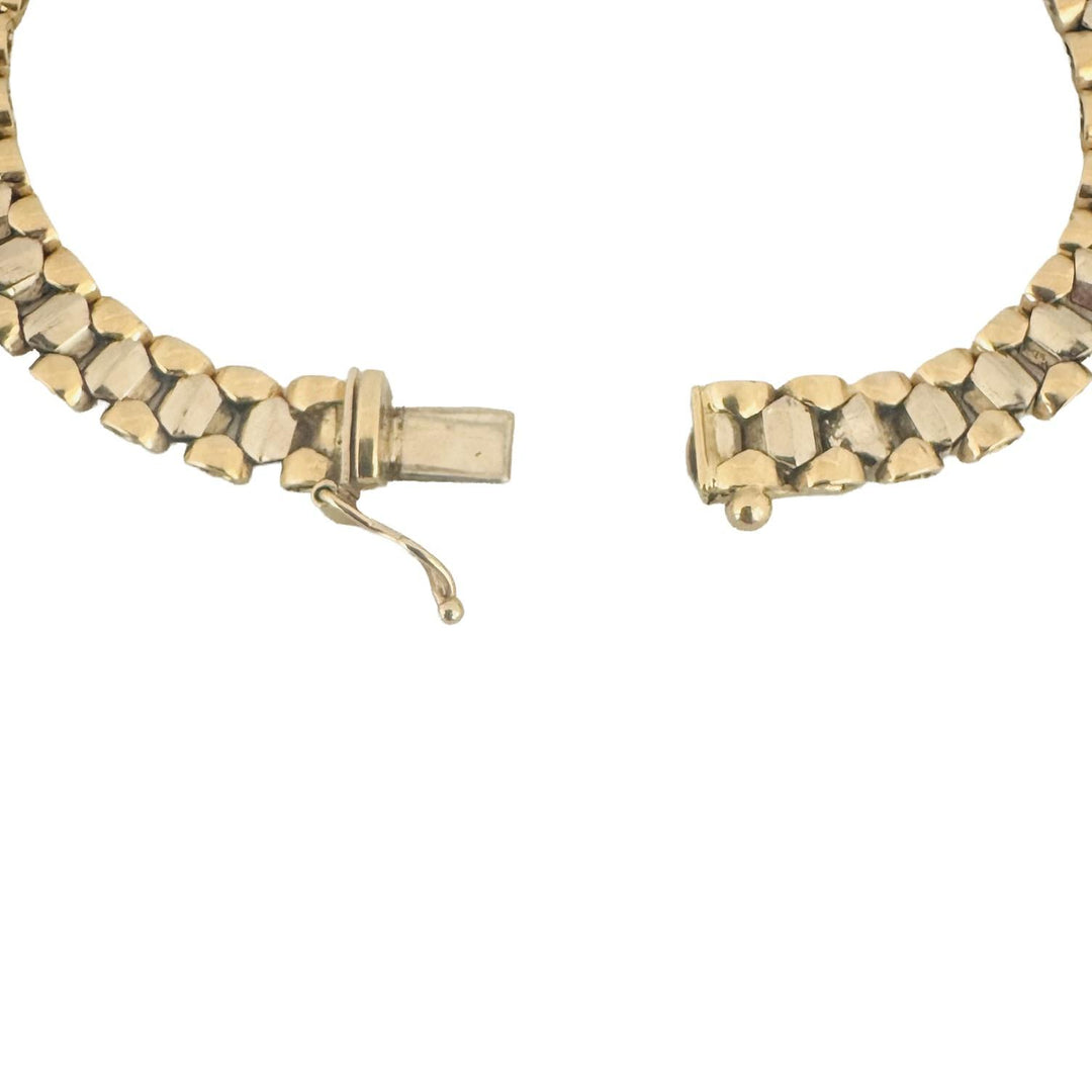 14k Yellow and White Gold 12.4g Ladies 6.5mm Fancy Link Bracelet Italy 7.25"