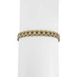 14k Yellow and White Gold 12.4g Ladies 6.5mm Fancy Link Bracelet Italy 7.25"