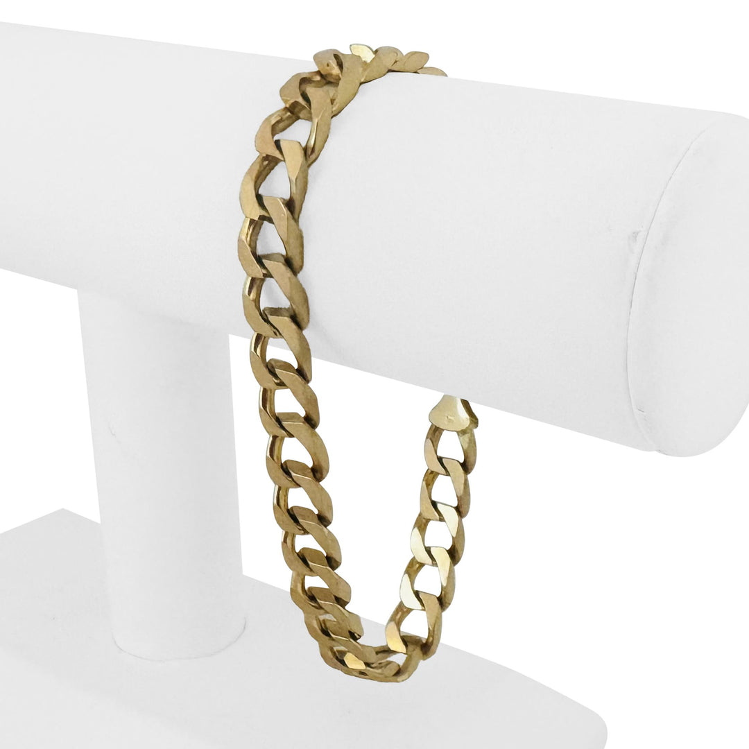 14k Yellow Gold 32.4g Solid Vintage Men's Squared Curb Link Bracelet 8.75"
