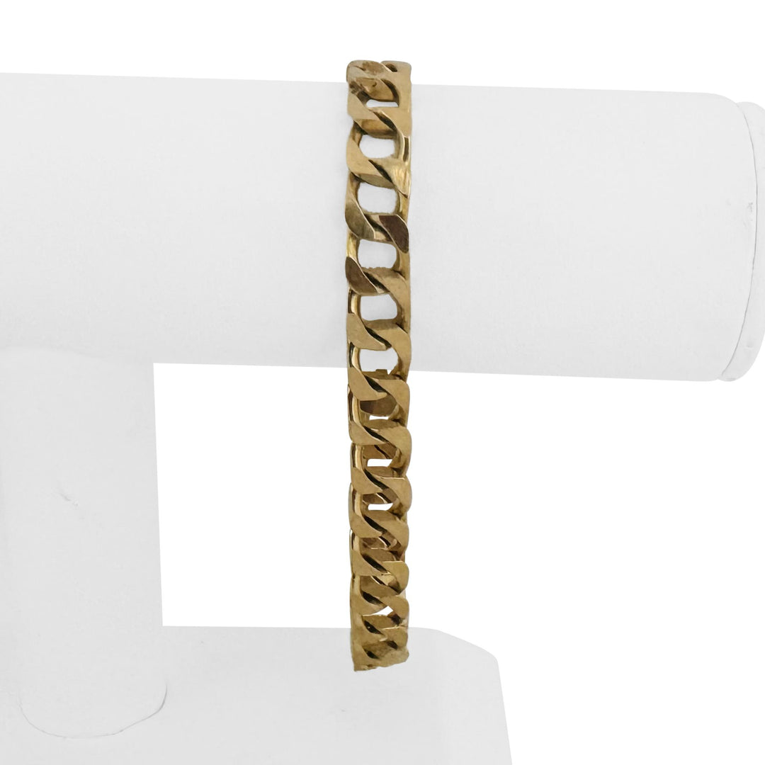 14k Yellow Gold 32.4g Solid Vintage Men's Squared Curb Link Bracelet 8.75"