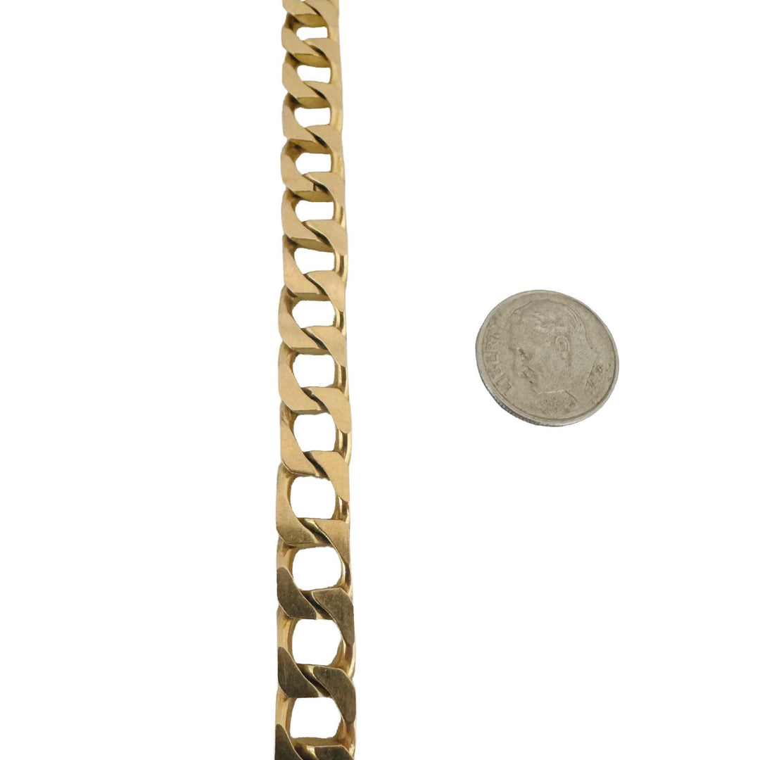 14k Yellow Gold 32.4g Solid Vintage Men's Squared Curb Link Bracelet 8.75"