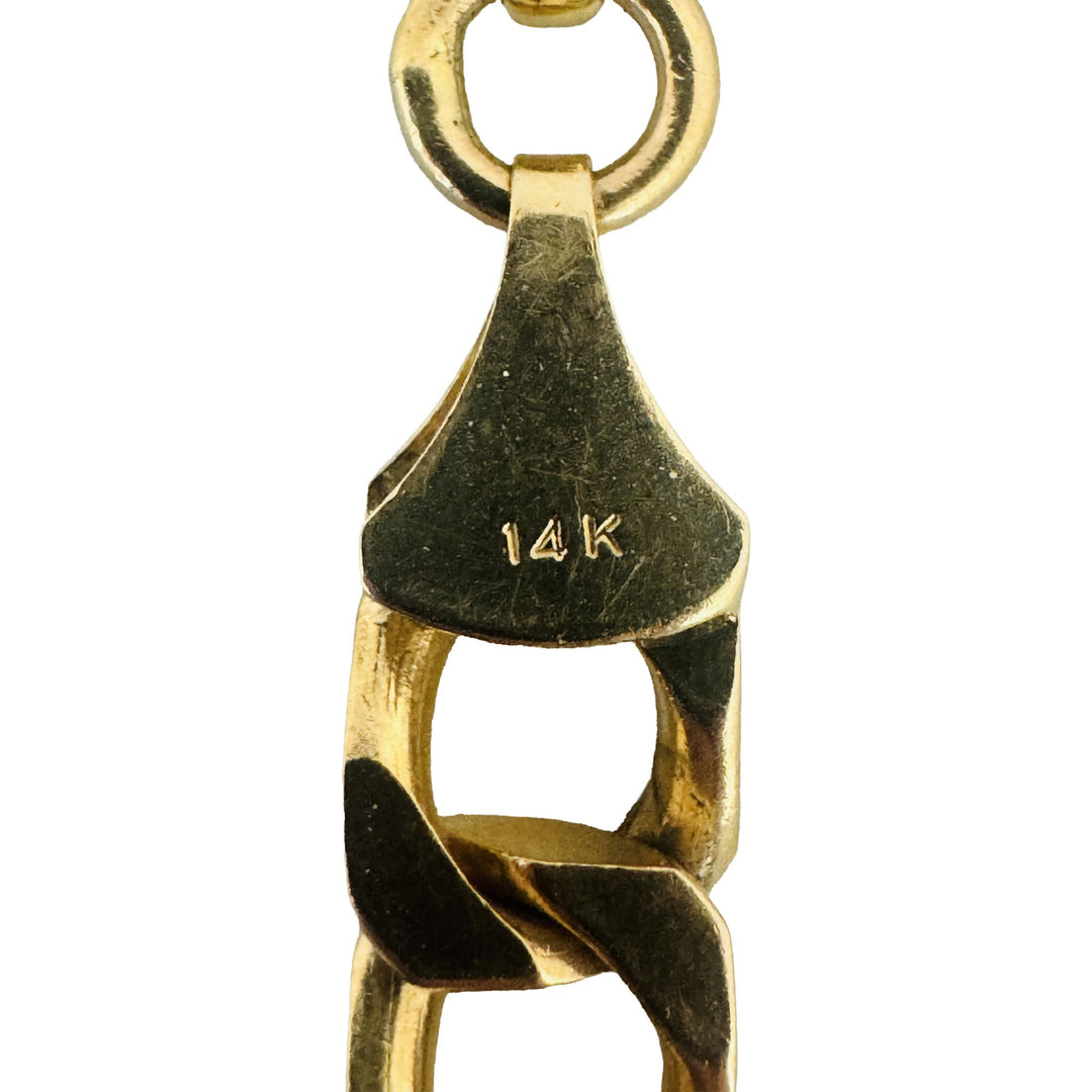 14k Yellow Gold 32.4g Solid Vintage Men's Squared Curb Link Bracelet 8.75"