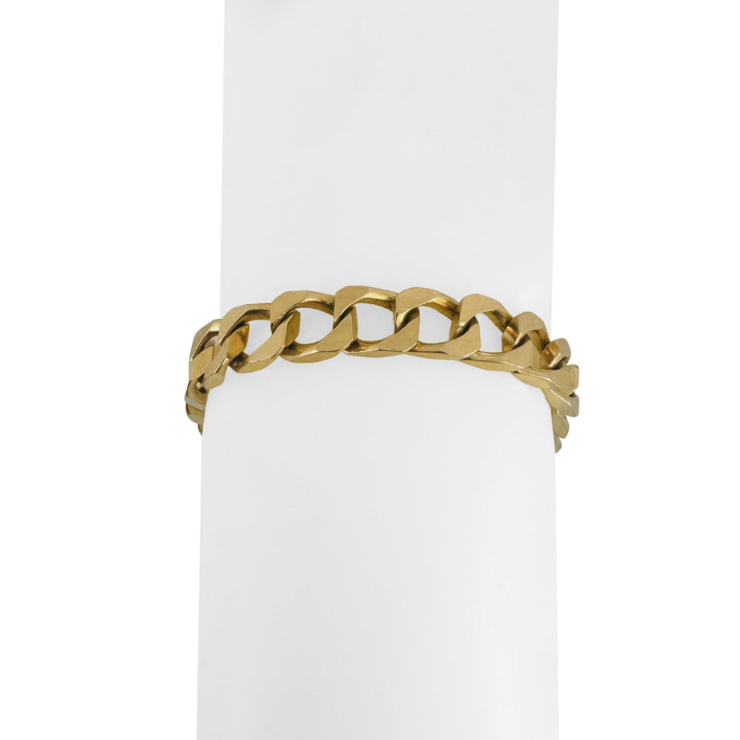 14k Yellow Gold 32.4g Solid Vintage Men's Squared Curb Link Bracelet 8.75"