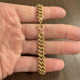 19k Portuguese Yellow Gold 13.7g Vintage Beaded Curb Link Bracelet 8.25"