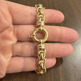18k Yellow and White Gold 19.2g Ladies 10mm Fancy Link Bracelet 7.5"